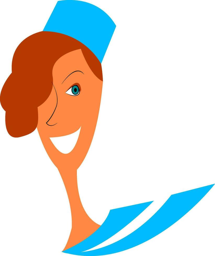The portrait of a stewardess in her uniform vector or color illustration