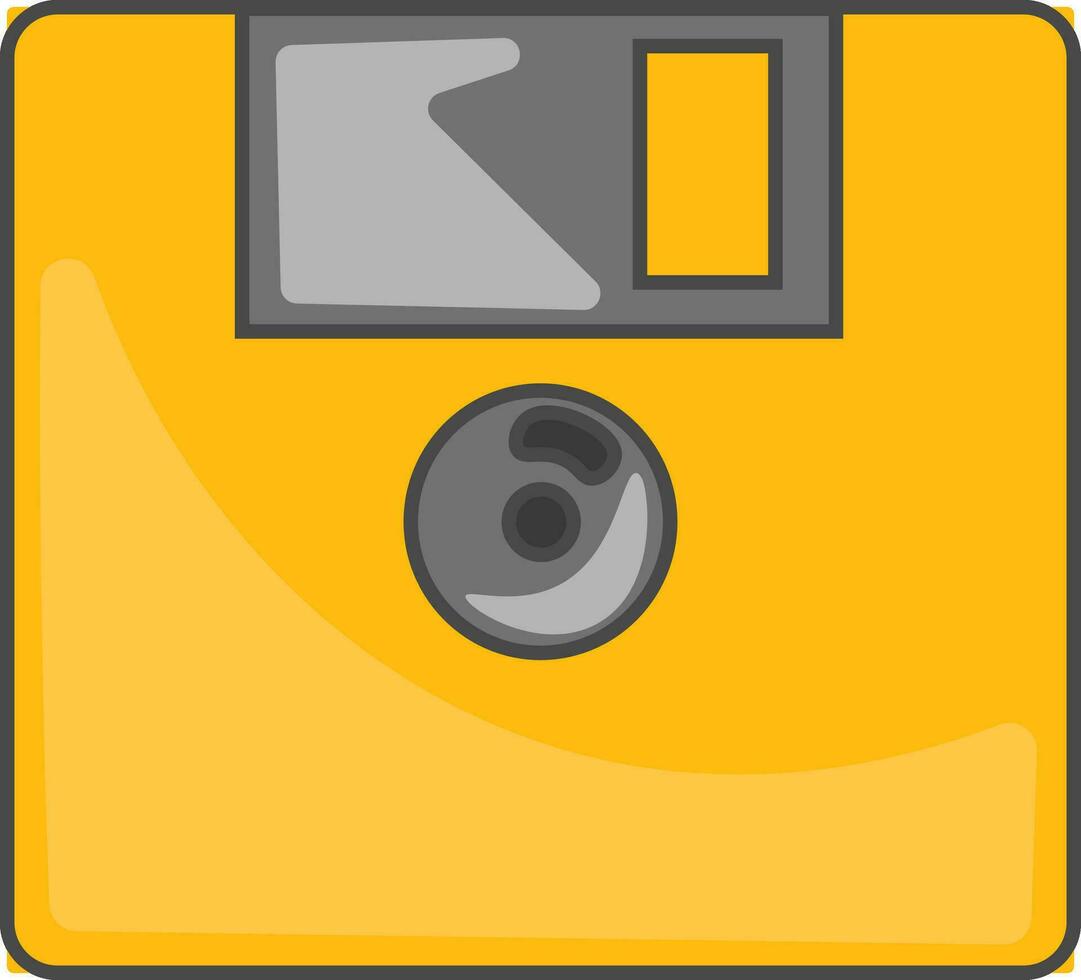 Yellow-colored floppy disk vector or color illustration