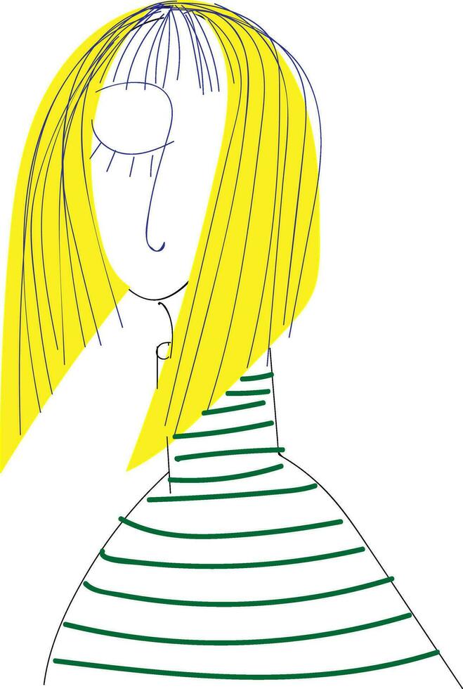 A blonde girl wearing a striped sweater vector or color illustration