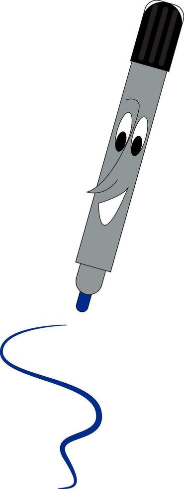 Blue marker with a face on it looks cute vector or color illustration