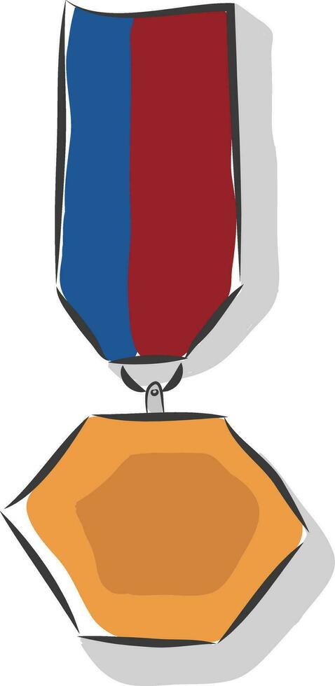 A bronze hexagonal shaped medal vector or color illustration