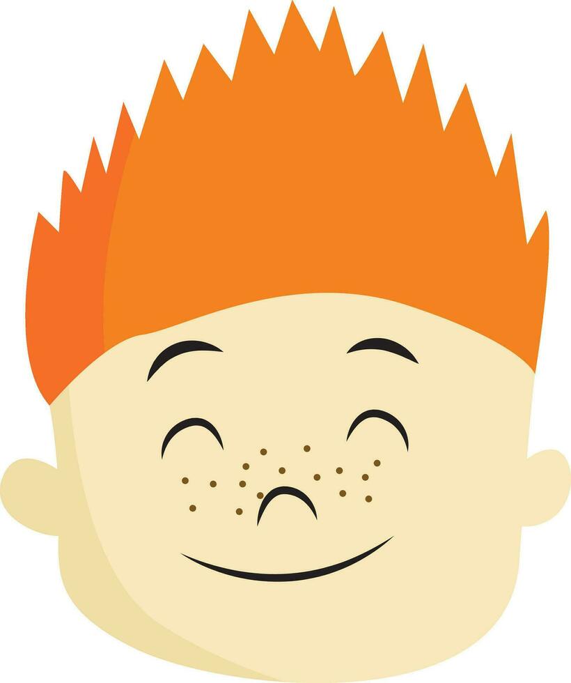 clipart de un chico con naranja pelo y pecas sonriente vector o color ilustración