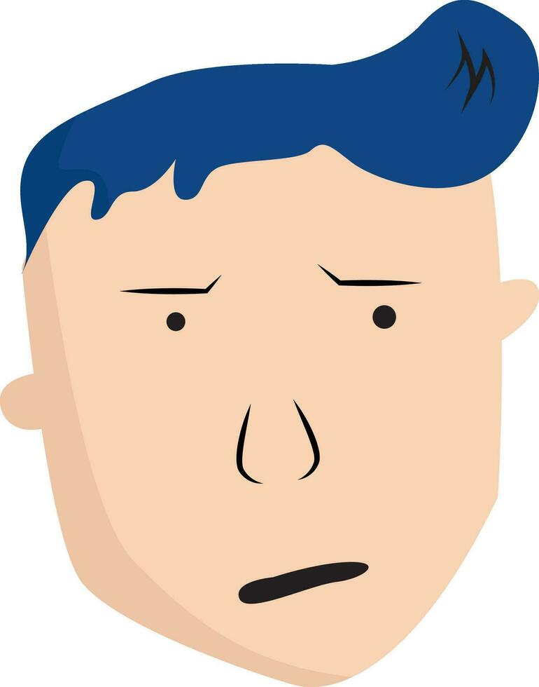 Clipart of a curious boy with blue hair vector or color illustration