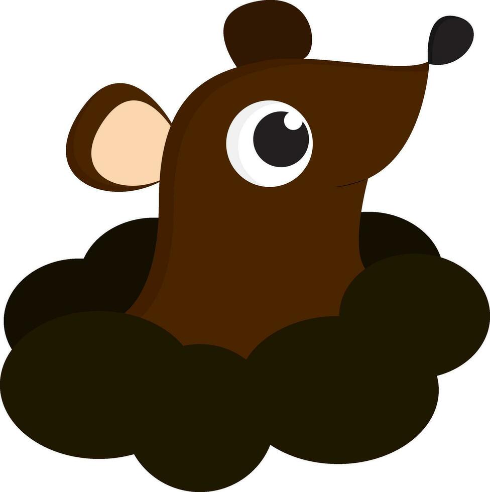 A brown mouse digging the earth vector or color illustration