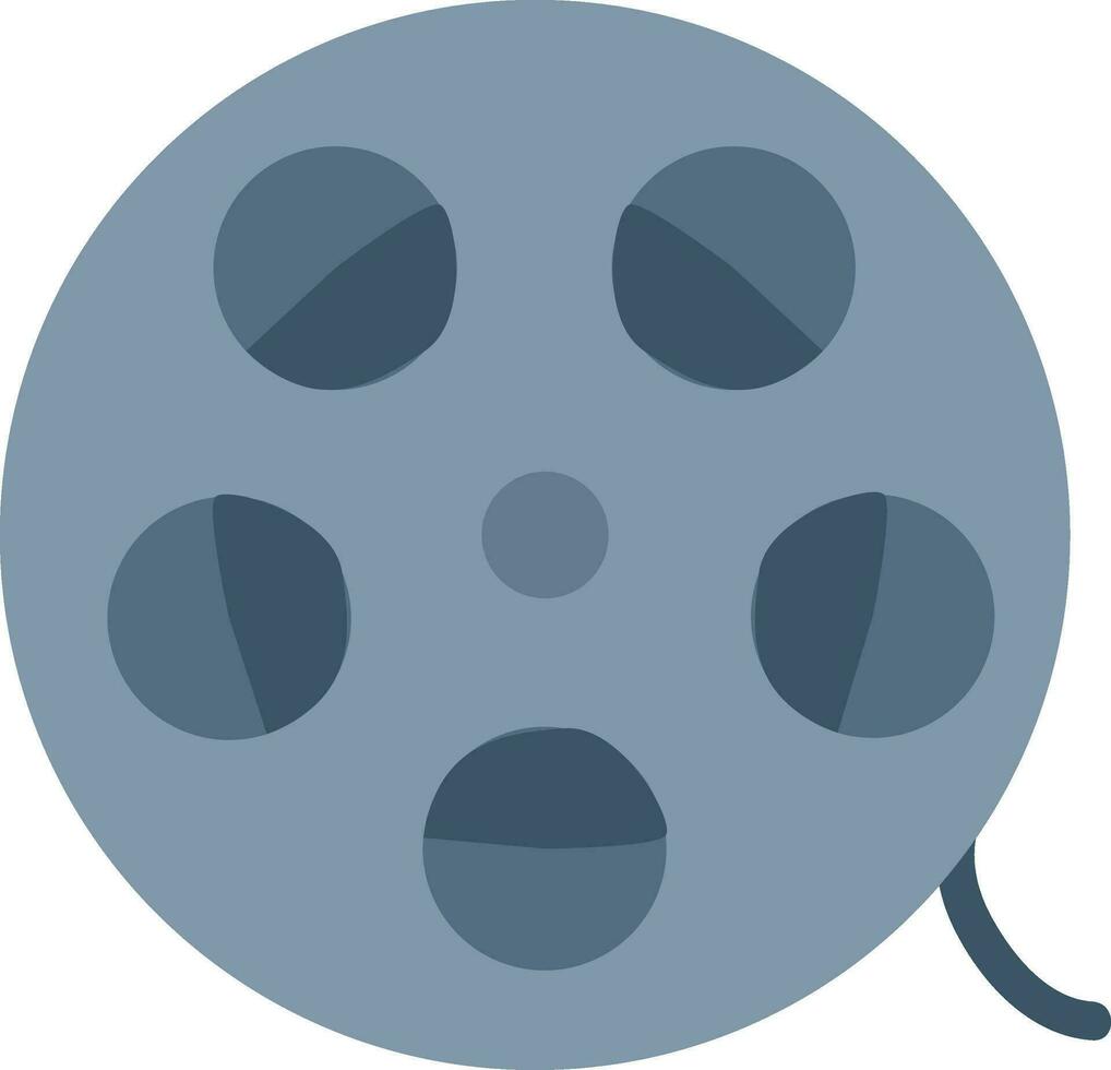 Blue-colored film reel vector or color illustration