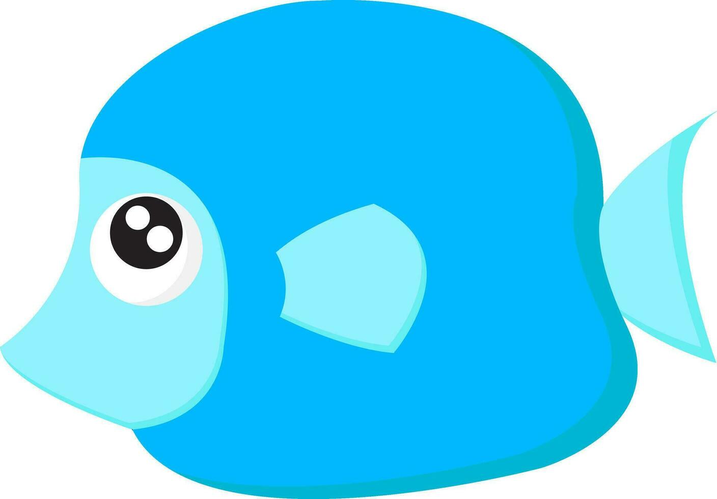 A pretty blue-colored cartoon fish vector or color illustration