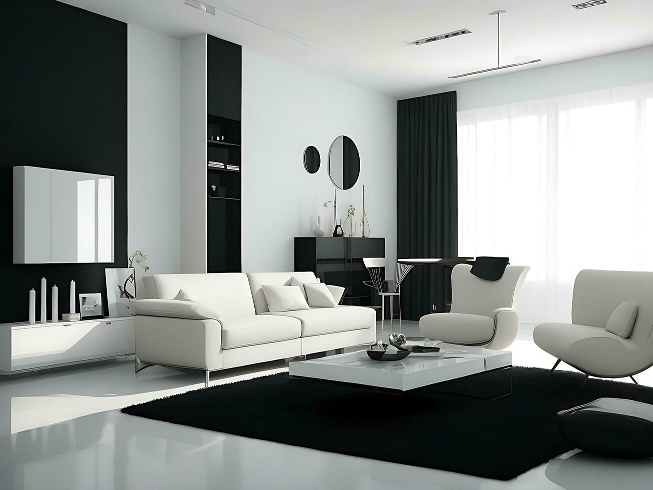 AI generated New Modern Living room Interior, home interior ai generated photo