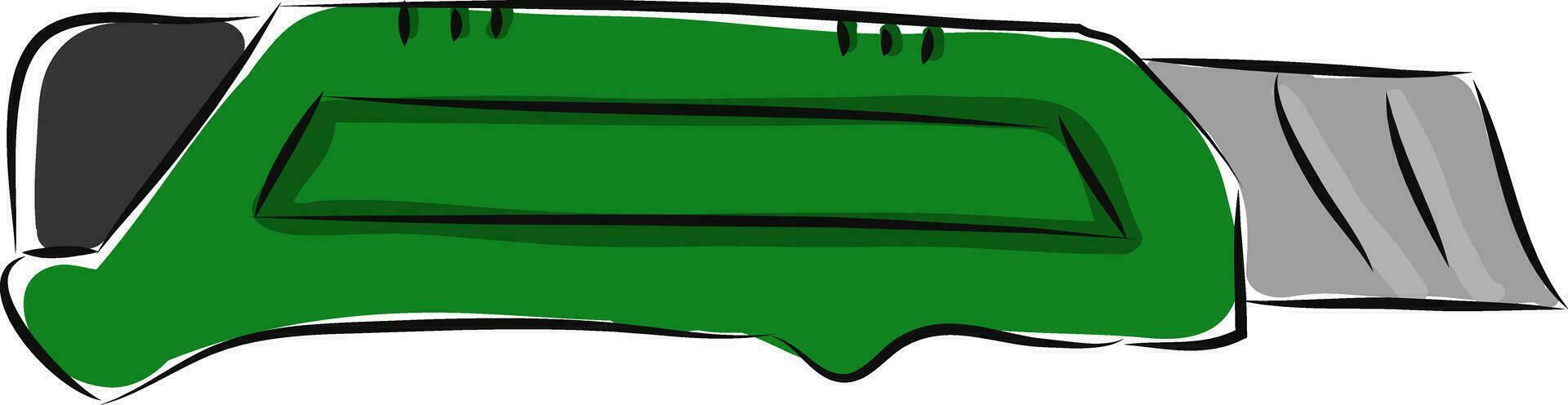retráctil bisturí cuchillo con verde encargarse de ilustración vector en blanco antecedentes