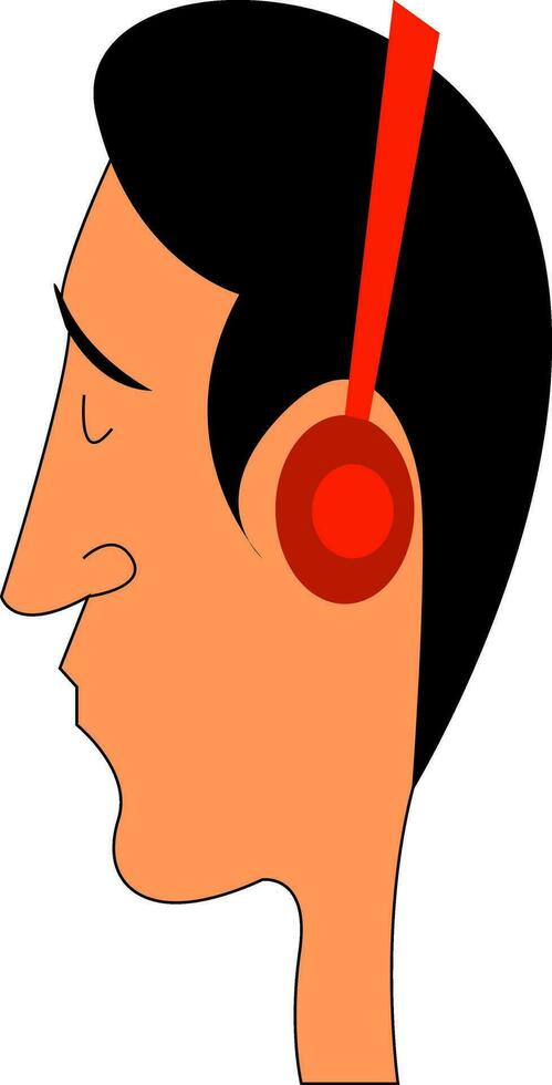 Male head with headpones illustration vector on white background