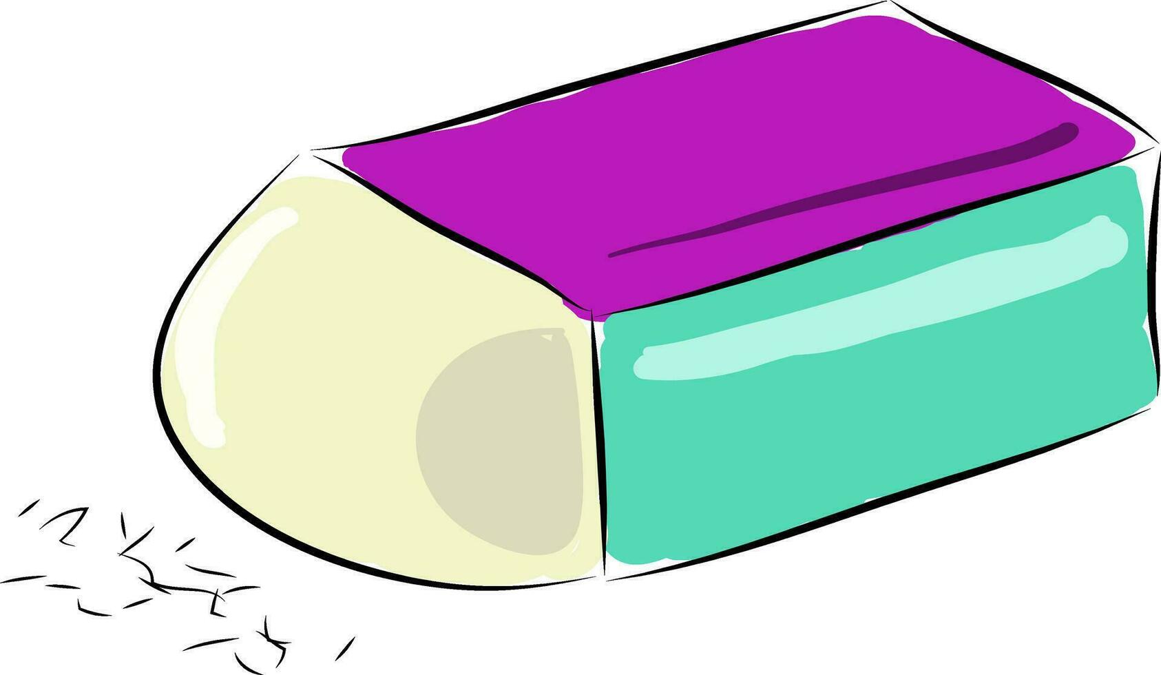 Eraser hand drawn design, illustration, vector on white background.