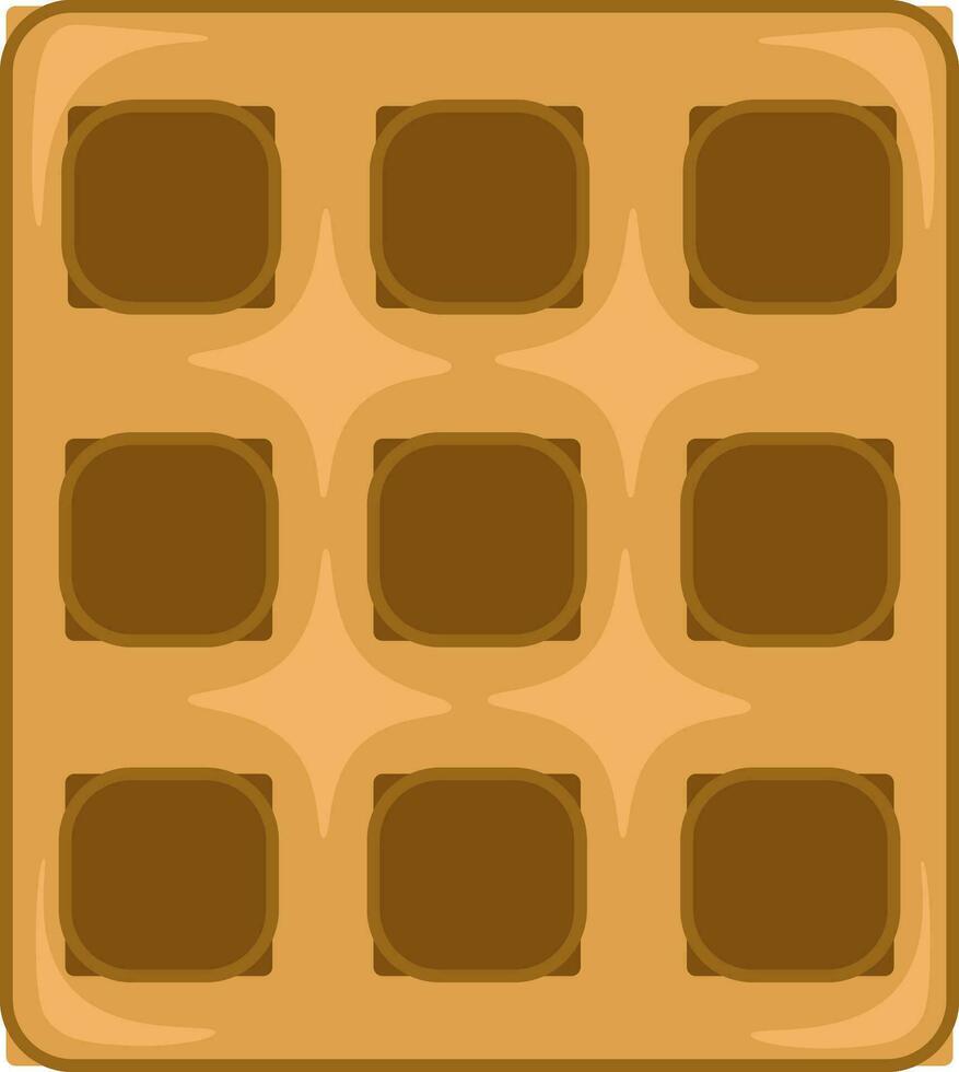 A square waffle to be enjoyed with whipped cream or syrup as a desert vector color drawing or illustration
