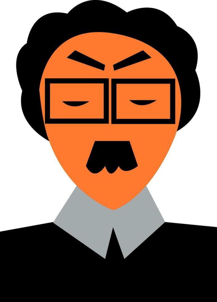 Clipart of a professor wearing formal shirt and a square frame eyeglass vector color drawing or illustration