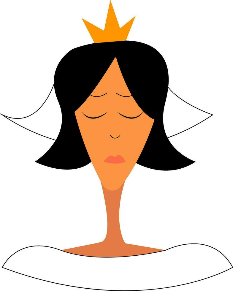 un mujer vistiendo un dorado tiara y en su hermosa apagado hombro Boda vestir vector color dibujo o ilustración