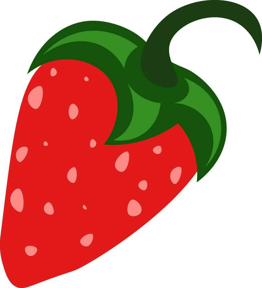 A farm fresh red strawberry with a green stem vector color drawing or illustration