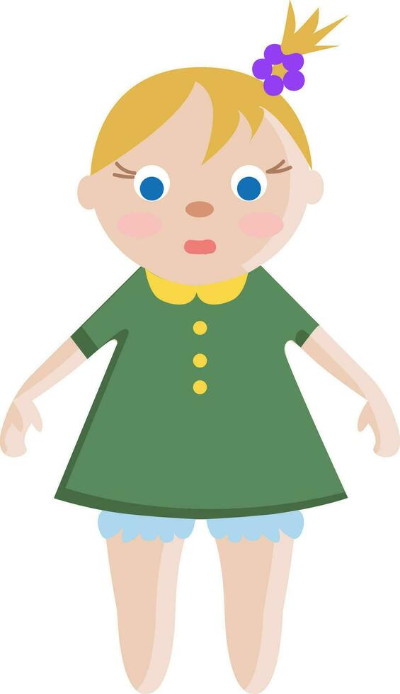 A baby wearing a green dress vector or color illustration