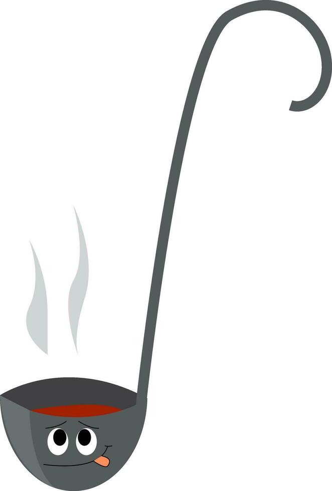 A large grey soup serving spoon vector or color illustration