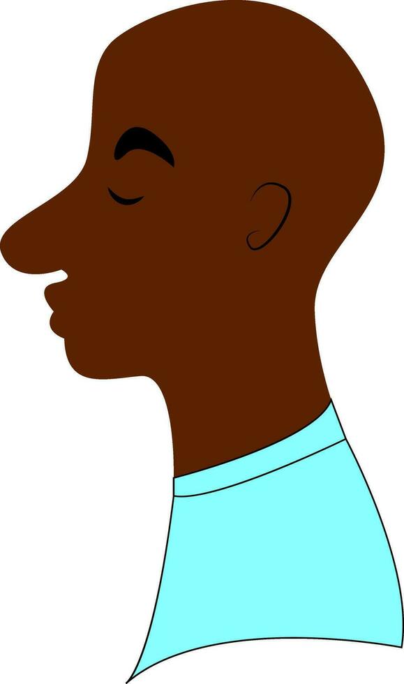 Sad face of a bald man wearing a blue shirt vector color drawing or illustration