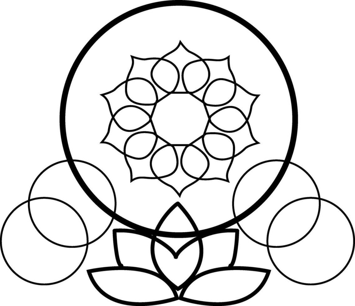 A beautiful lotus shaped mandala tattoo design symbolizing spirituality vector color drawing or illustration