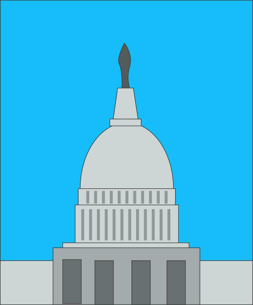 Iconic White House building used as the residential house of the President of America vector color drawing or illustration