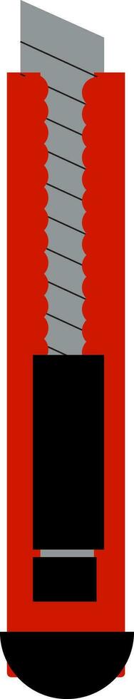 A sharp blade in red safety cover is used for paper cutting vector color drawing or illustration