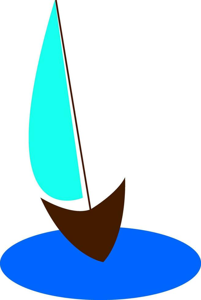 Drawing of a blue sailor boat floating on the water vector color drawing or illustration