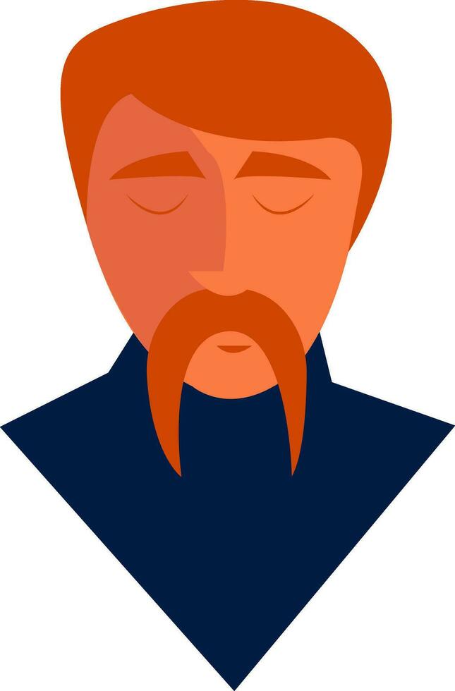 retrato de un rojo cabeza hombre con un elegante rojo Bigote vector color dibujo o ilustración