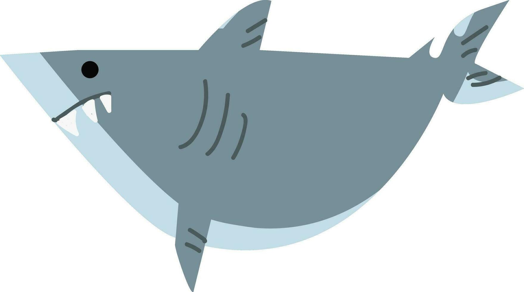 An angry shark looking out for its prey underwater vector color drawing or illustration