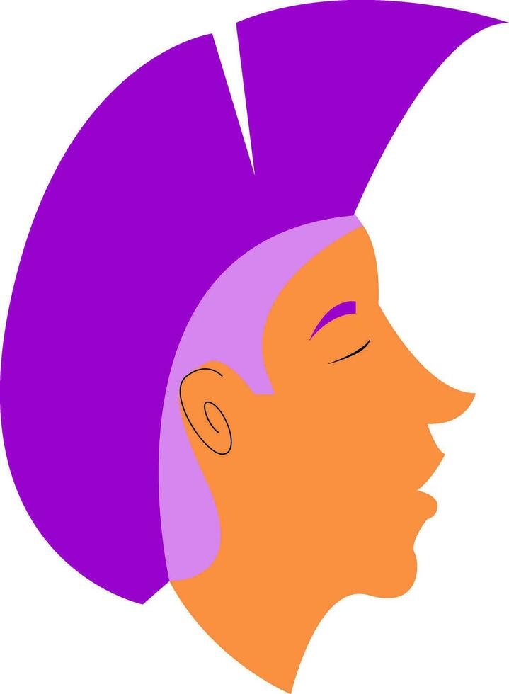 A young adult in a trendy modern purple hair style vector color drawing or illustration