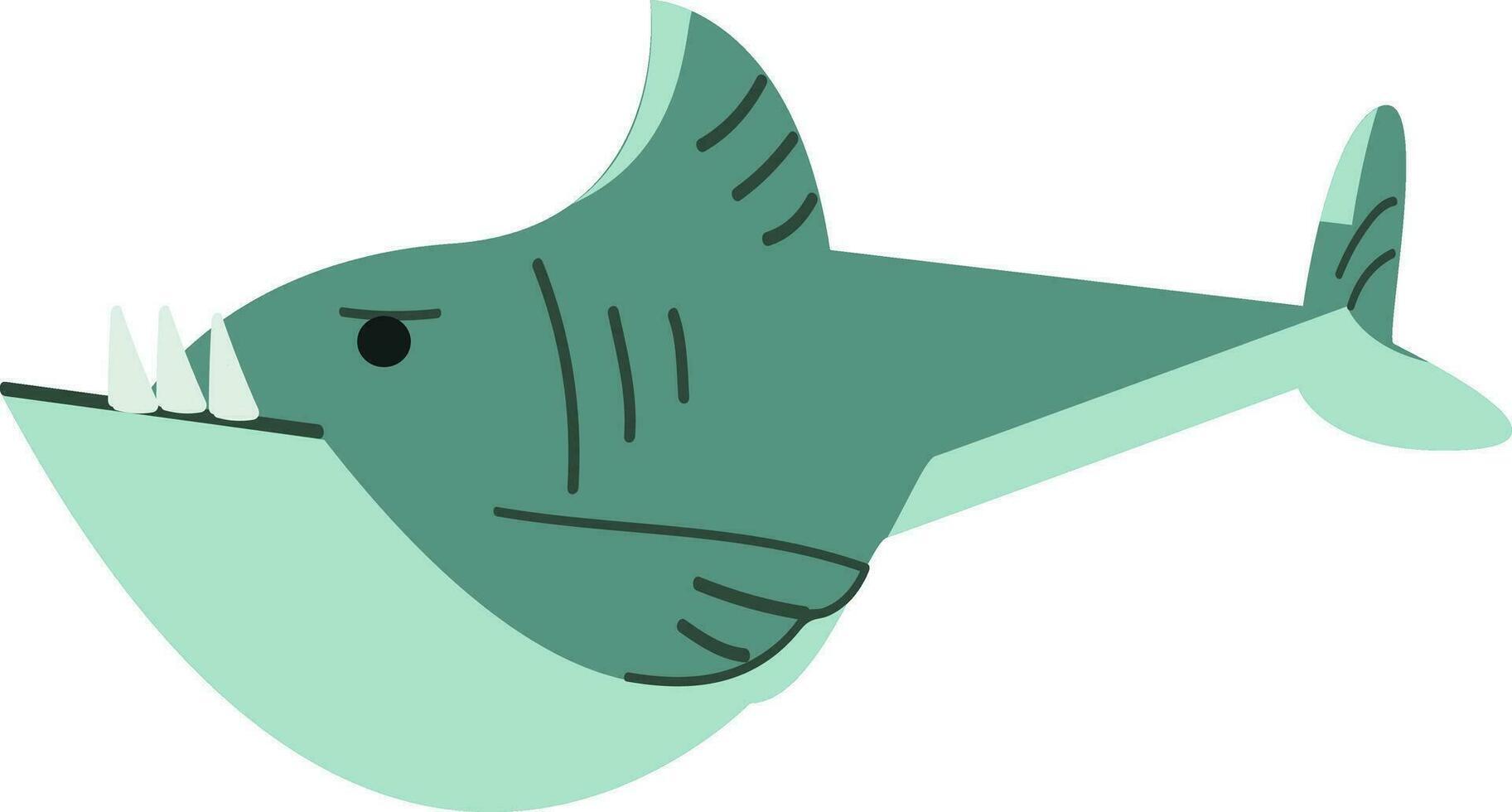 A blue shark swimming underwater vector color drawing or illustration