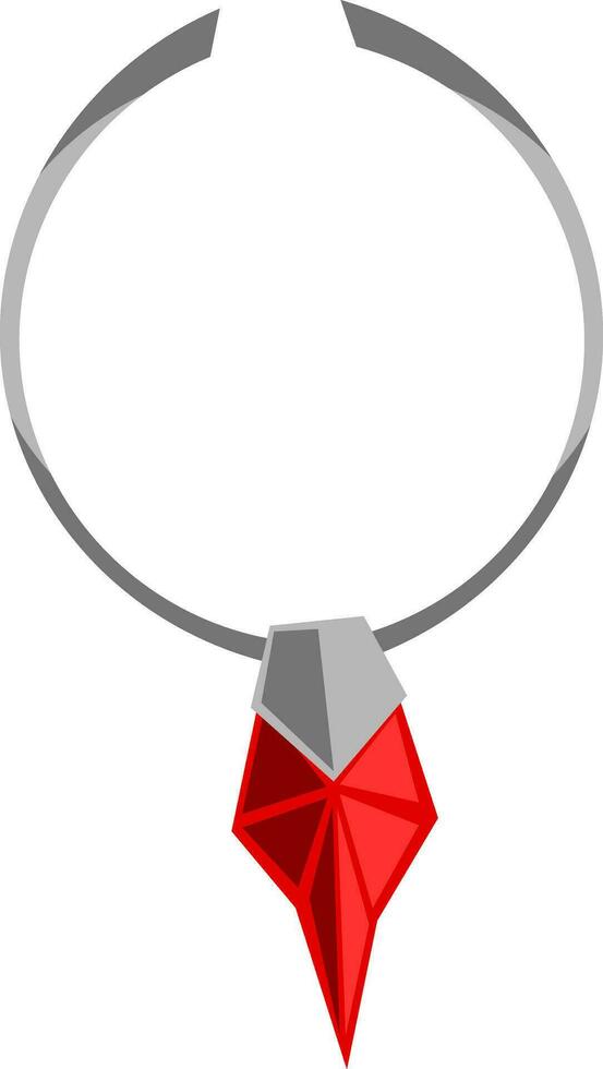 A stylist silver necklace with a beautiful ruby pendant vector color drawing or illustration