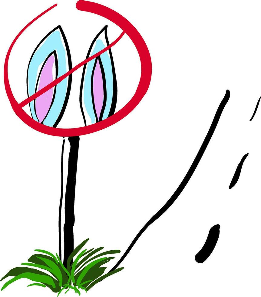 un la carretera firmar mencionando ese conejitos son prohibido vector color dibujo o ilustración