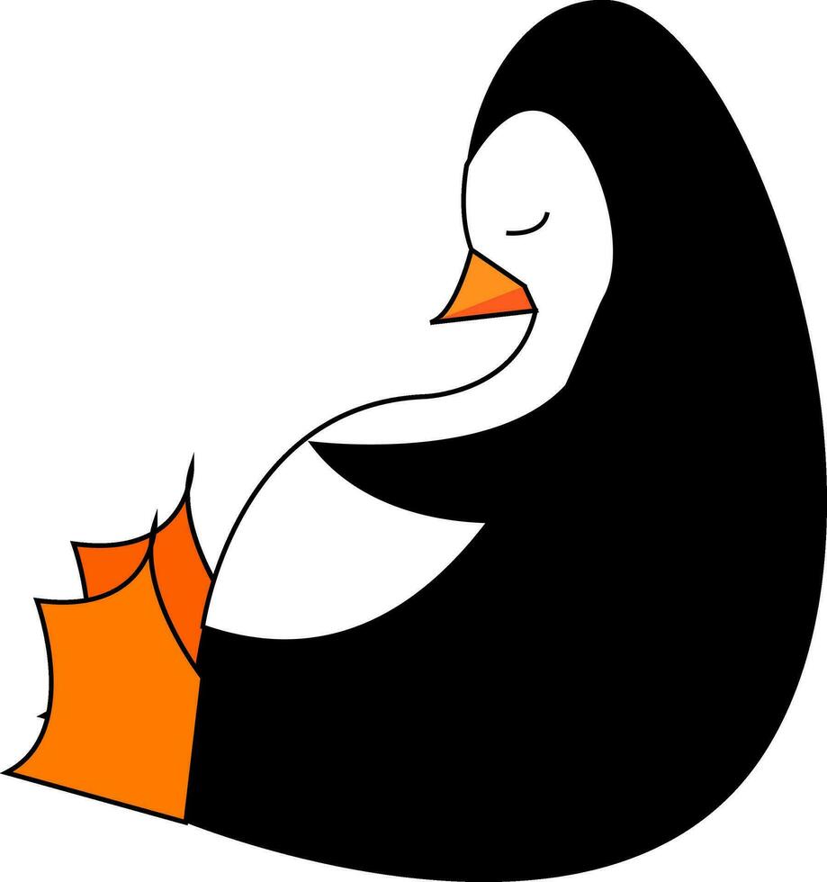 un sentado linda pingüino expresando tristeza vector color dibujo o ilustración