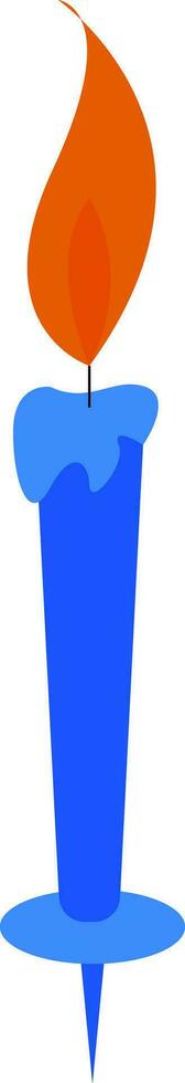 Clipart of a glowing blue candle mounted on a stand vector color drawing or illustration