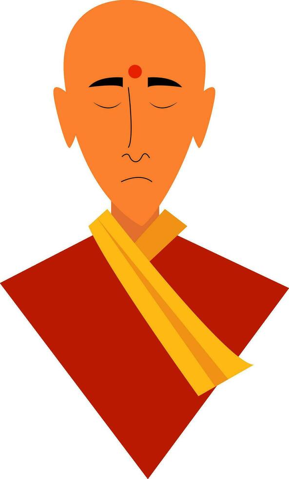 un asiático monje en su tradicional disfraz practicando meditación vector color dibujo o ilustración