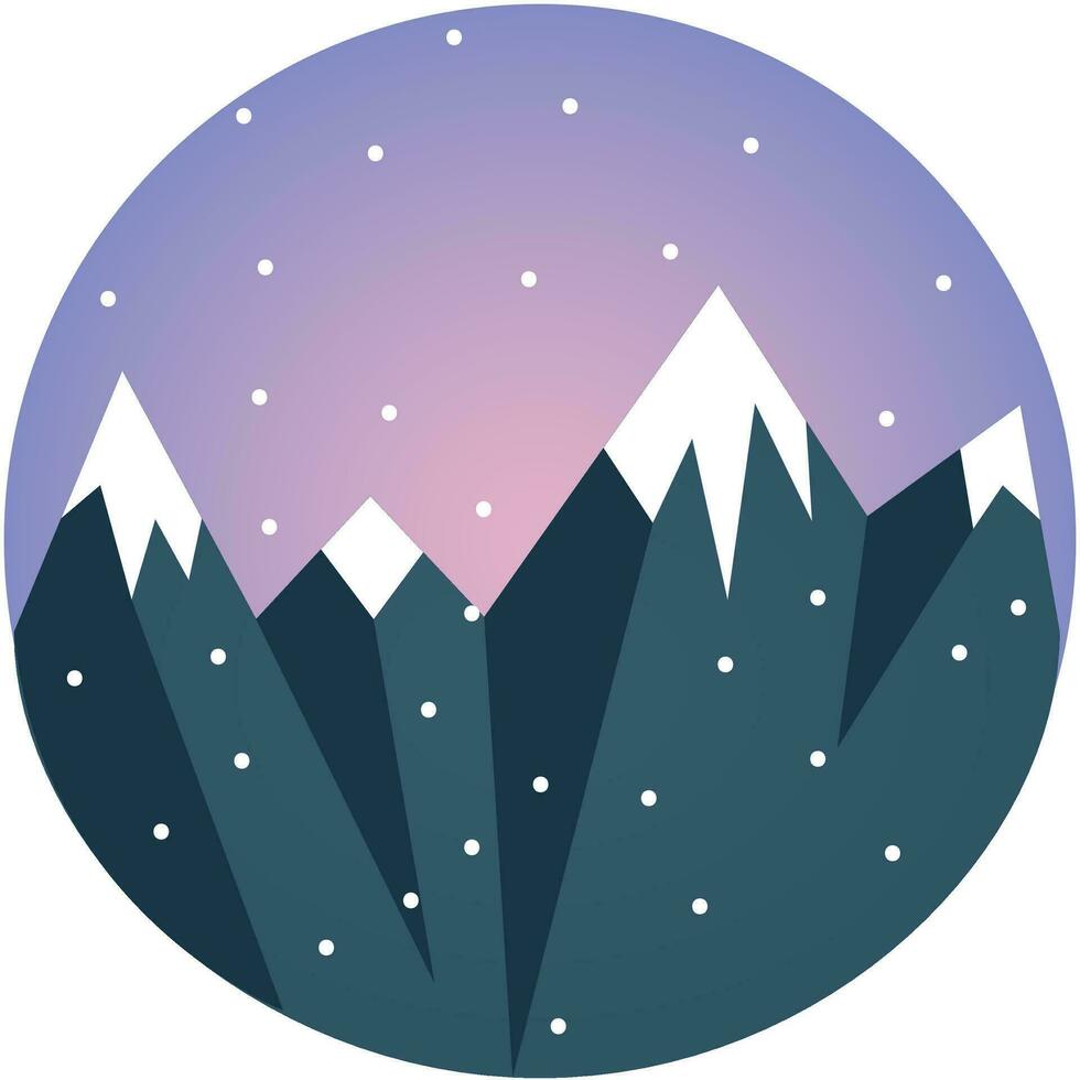 Clipart of a blue snow-covered mountain range vector color drawing or illustration