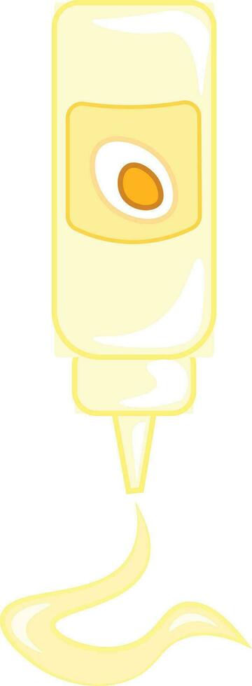 A bottle of white dressing or sauce called mayonnaise vector color drawing or illustration