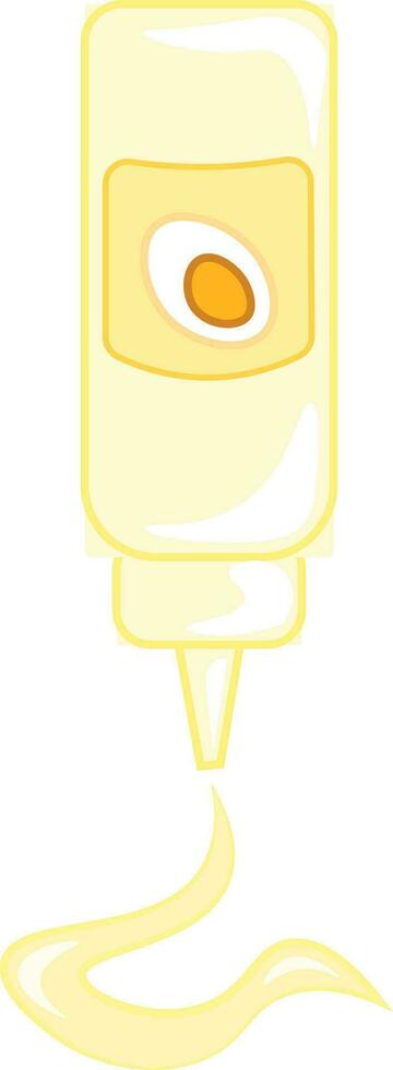 A bottle of white dressing or sauce called mayonnaise vector color drawing or illustration