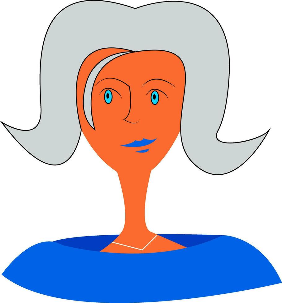 cara de un de ojos azules dama vistiendo de moda azul vestir vector color dibujo o ilustración