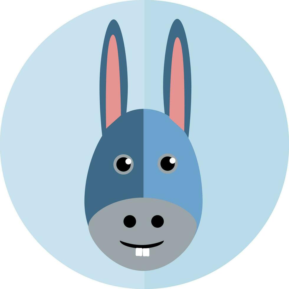 Face of little donkey with its big ears and two bunny teeth vector color drawing or illustration