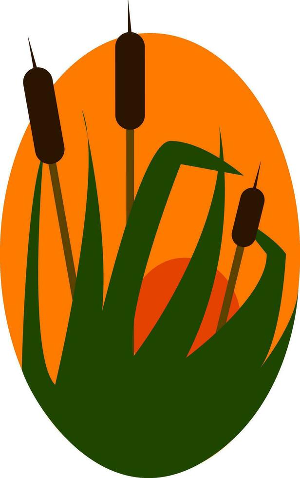 clipart de bambú plantas con creciente Dom en el antecedentes vector color dibujo o ilustración