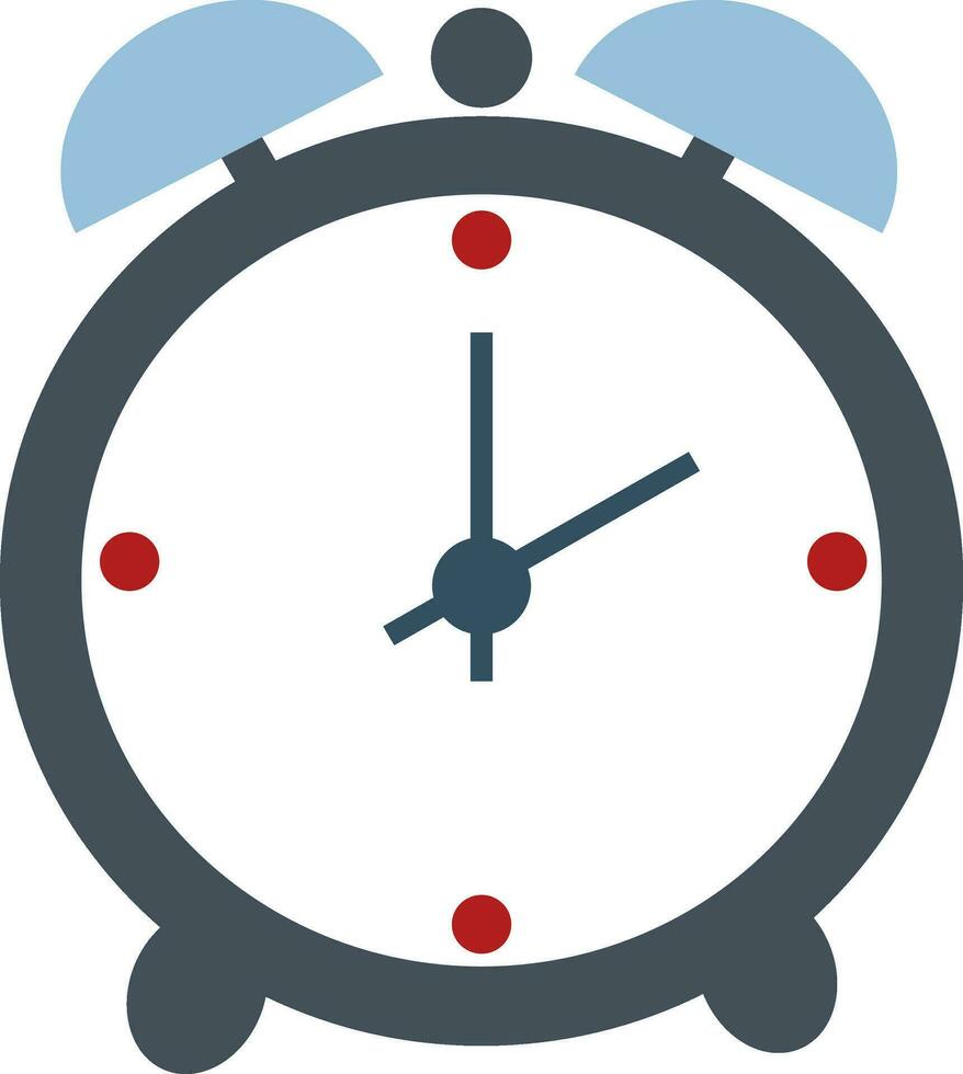 A blue table clock with two push buttons on the top vector color drawing or illustration