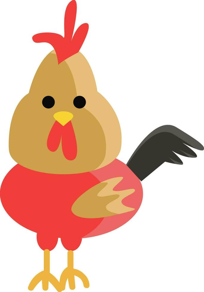 Clipart of a colorful cock with his freed comb on the top vector color drawing or illustration