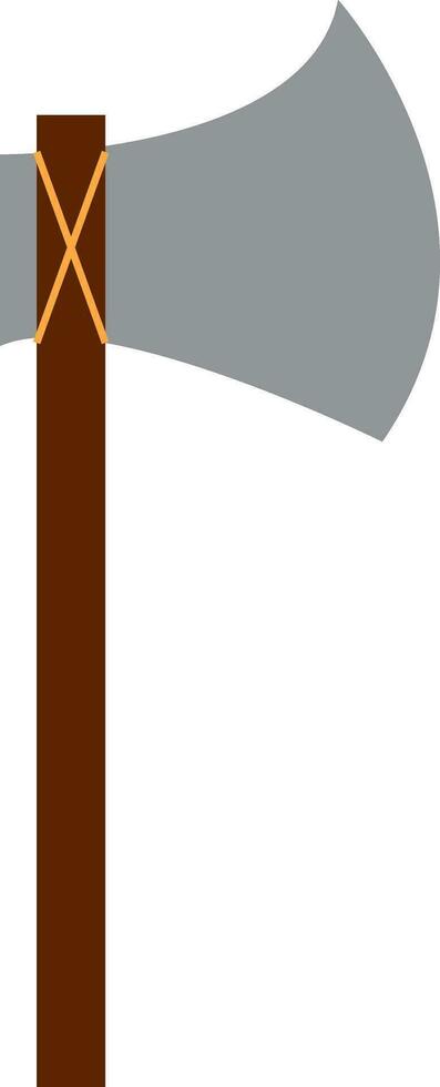 A sharp axe with long wooden handle used for chopping woods vector color drawing or illustration