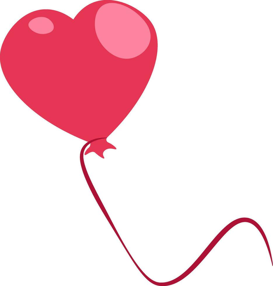 A red heart shape balloon flying high with a long string tied to it vector color drawing or illustration