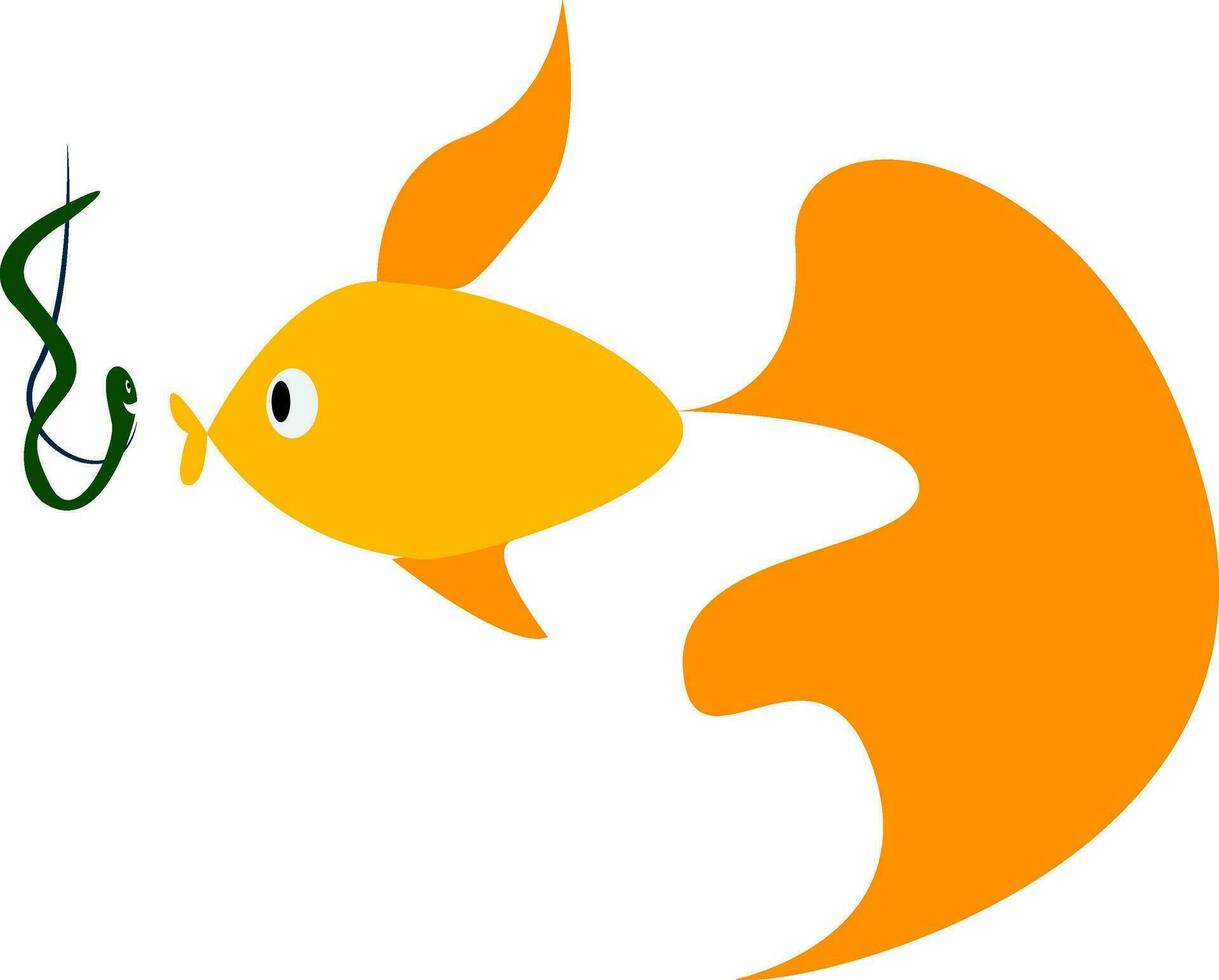A fish swimming towards the bait vector color drawing or illustration