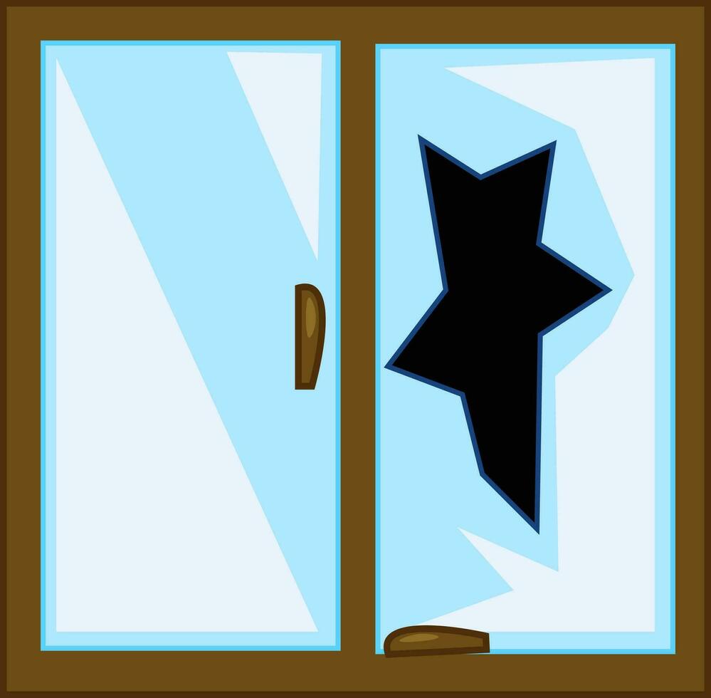 Clipart of a house's broken glass window vector color drawing or illustration