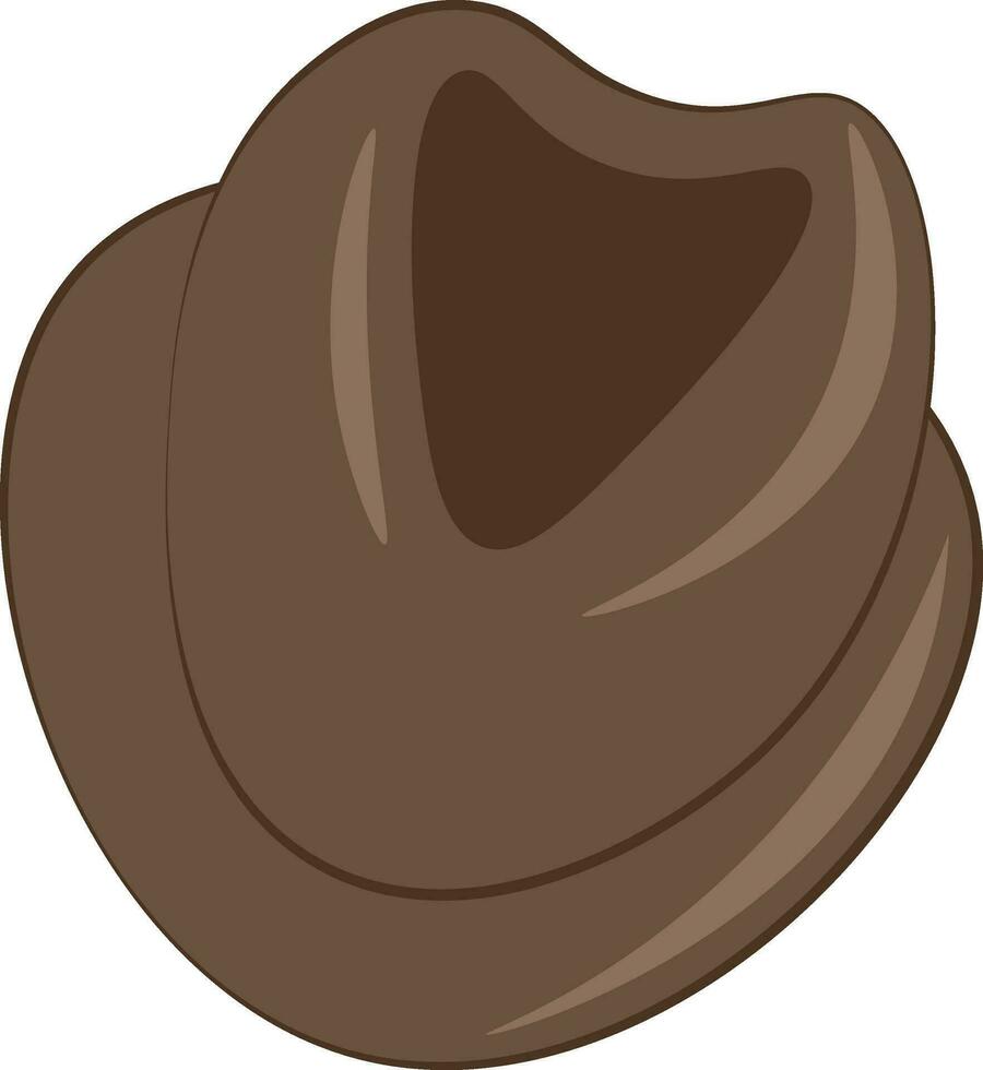 A dark brown colored-hat worn well-suited for formal and informal dresses vector color drawing or illustration