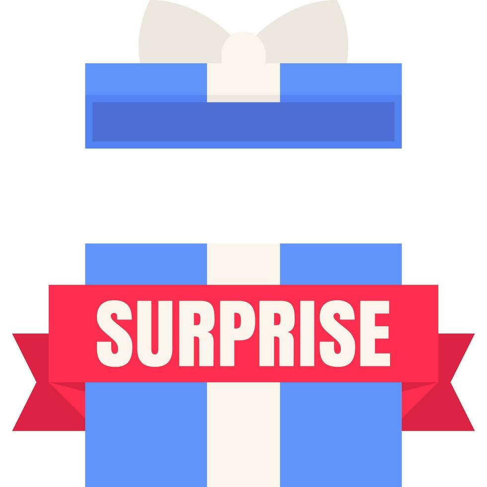 Blue gift box with surprise ribbon in flat design for using as banner vector