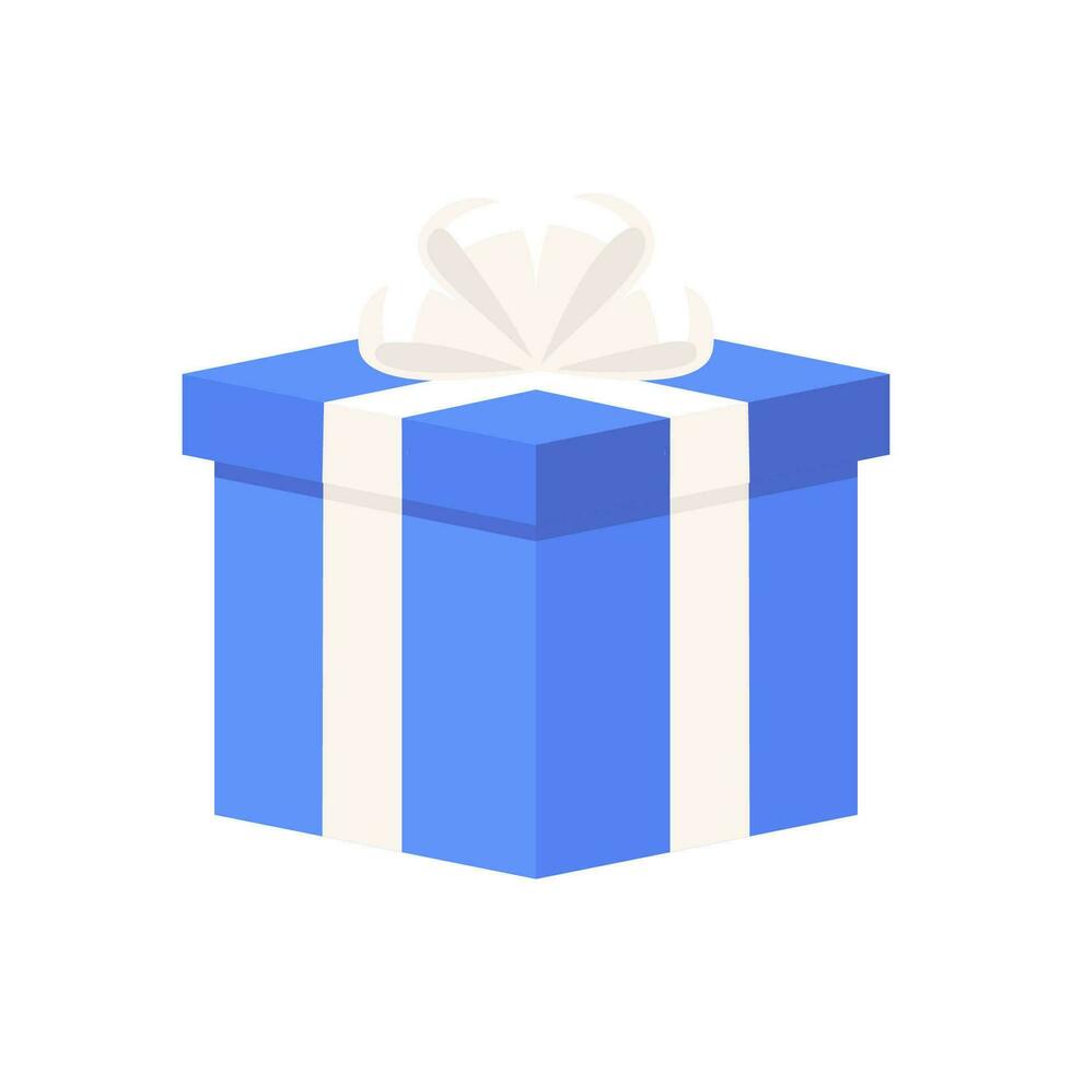 Blue gift box in flat design for using as banner vector