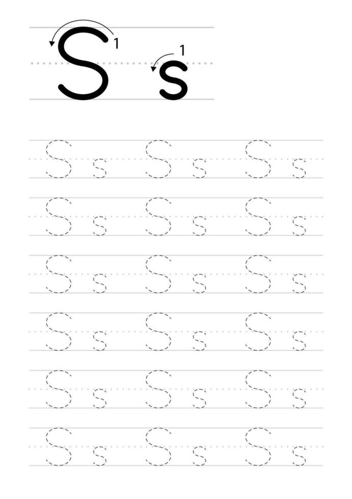 Printable letter S alphabet tracing worksheet vector